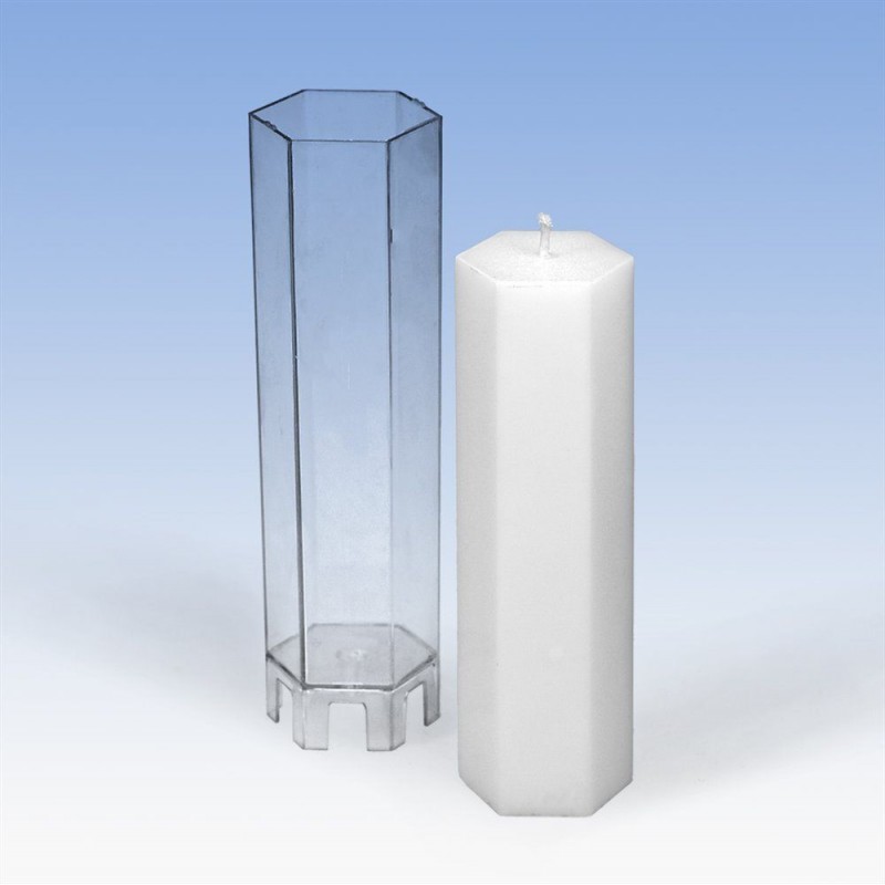 Candle mold, polycarbonate, hexagon, 53x170mm