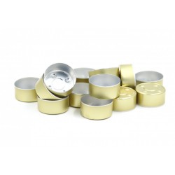 Tea light candle container, aluminium, golden, 39x18mm