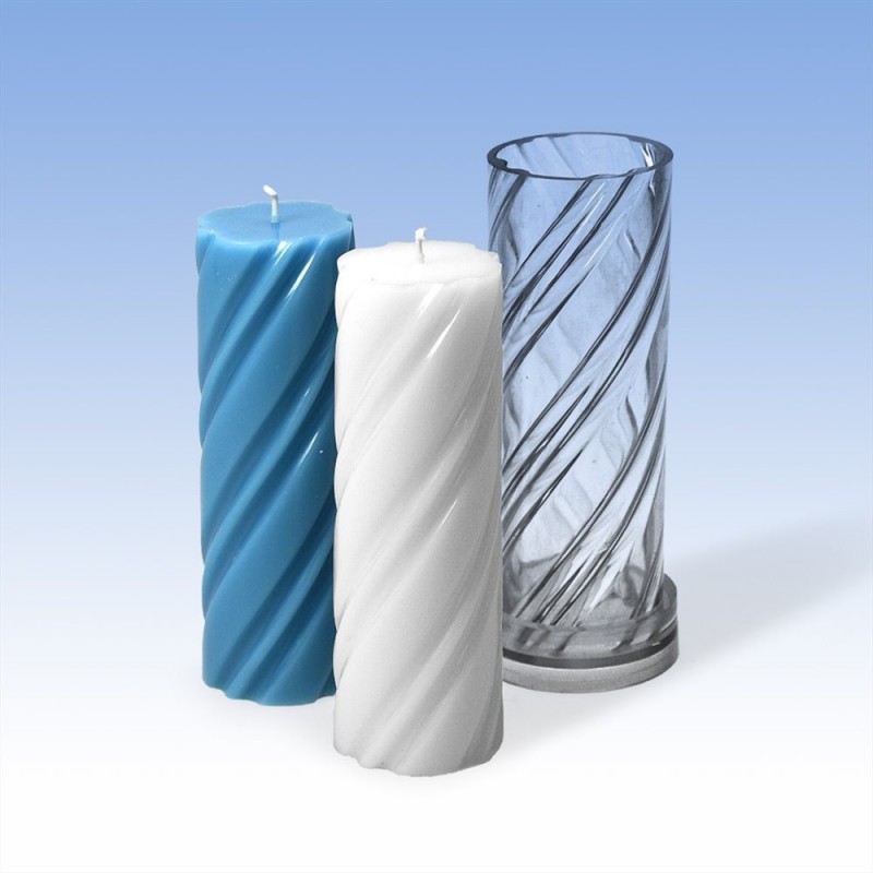 Candle mold, polycarbonate, spiral cylinder, 50x152mm