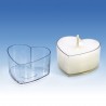 Candle cup mold for tea light candle, polycarbonate, heart, 25x52mm