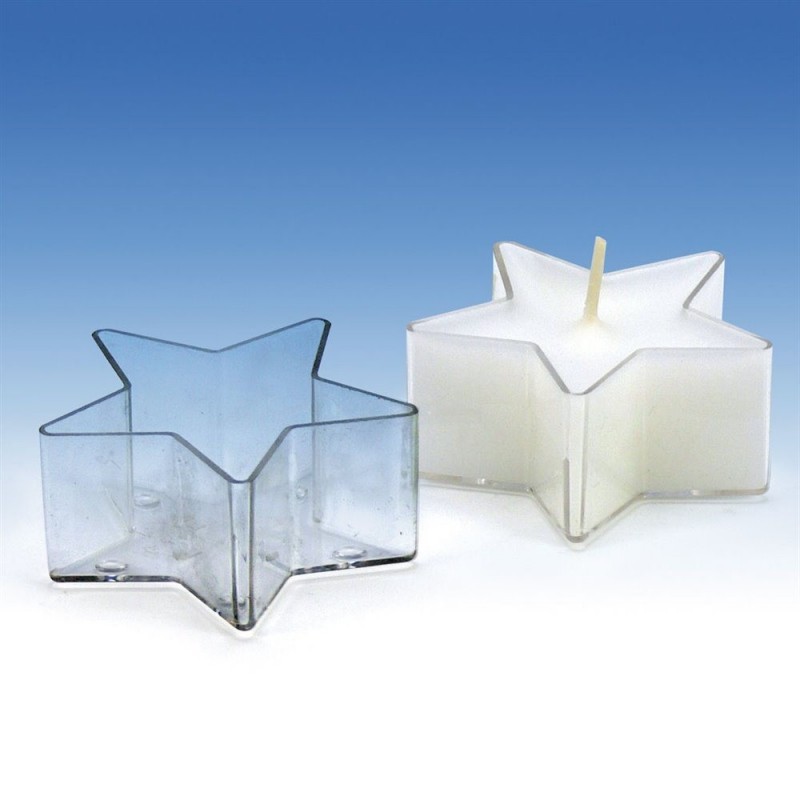 Candle cup mold for tea light candle, polycarbonate, star, 21x52mm