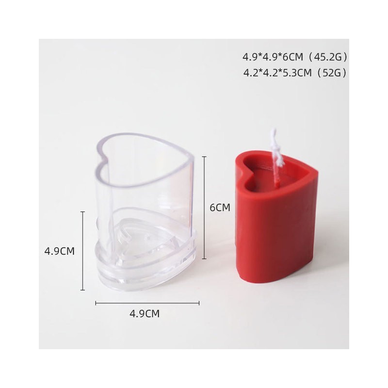 Candle mould Small heart, polycarbonate, 42x53mm