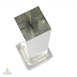 Candle mould with removable wick pin, square, steel, 55x230mm, USED