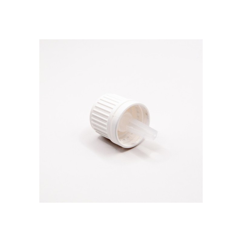Cap with safety ring and dropper, DIN18, white