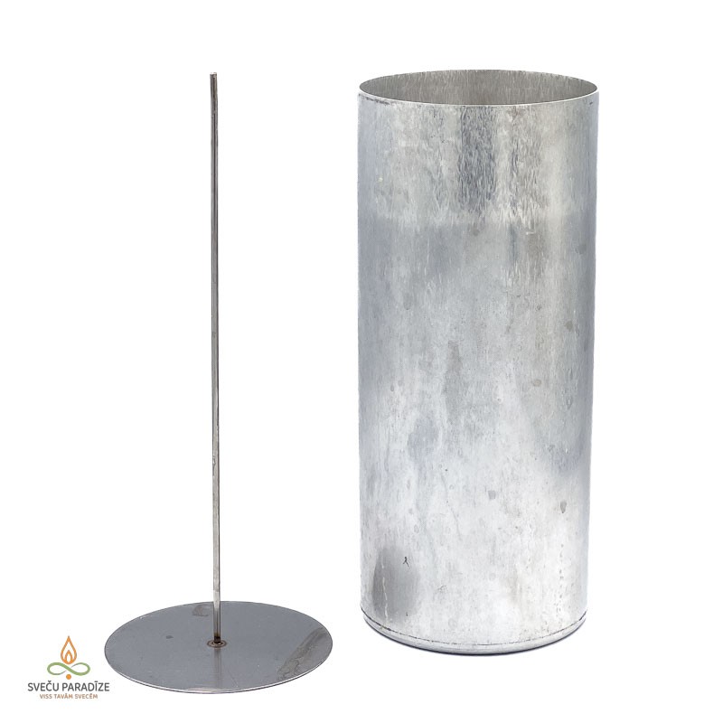 Candle mold with removable wick pin, aluminium, cylinder, 100x240mm, USED