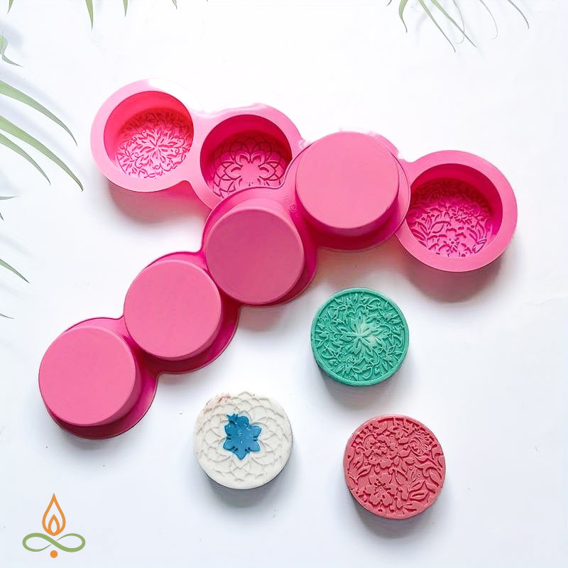 Soap mould Round flowers, silicone, 70x70x25mm