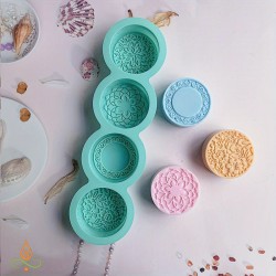 Soap mould Round flowers, silicone, 70x70x25mm