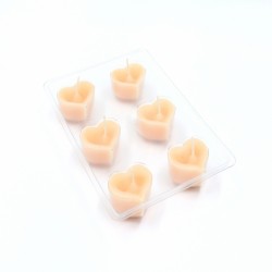 Mould for floating candles, Hearts (6), polycarbonate, 50mm