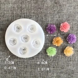 Decoration mould Rose flowers, silicone, 78x78mm