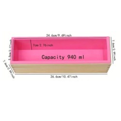 Soap mould with wooden box, small, silicone, 246x55x76mm