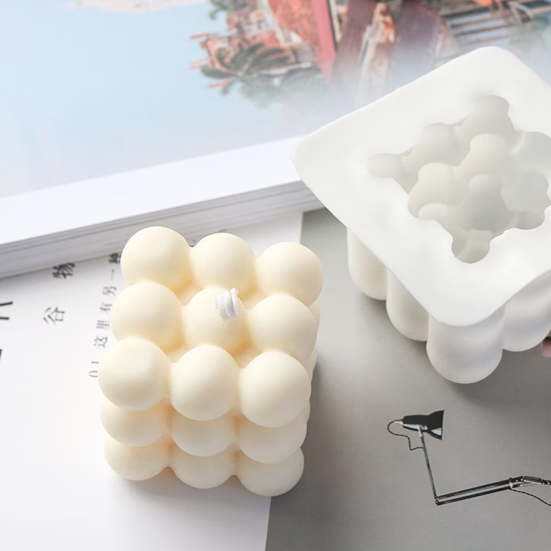 Candle mold Bubble cube, silicone, 50x50mm