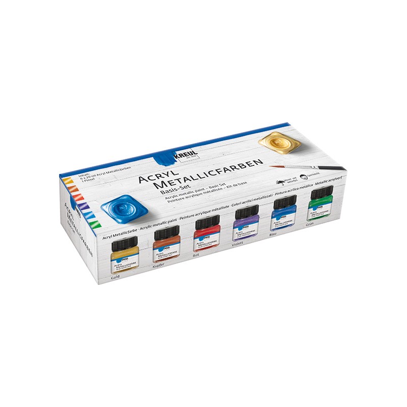 Acrylic paint basic set, metallic, 6 x 20 ml