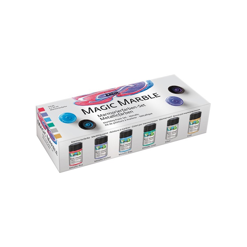 Marbling paint set, metallic, 6 x 20 ml
