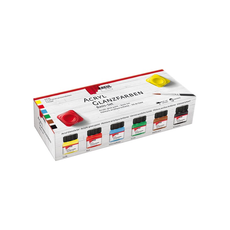 Acrylic paint basic set, gloss, 6 x 20 ml